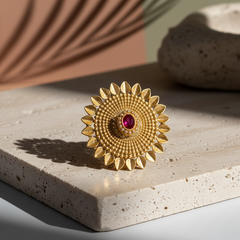 Traditional Sunflower-Inspired Gold Ring