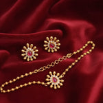 Dainty Ruby & Gold Bracelet with Matching Studs