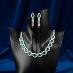 Elegant Emerald Teardrop Necklace and Dangle Earrings Set