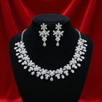 Dazzling Floral & Teardrop White Stone Necklace Set