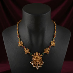 Exquisite Antique Gold Lakshmi Necklace Set
