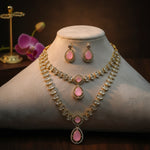 Elegant Pink Stone Necklace Set